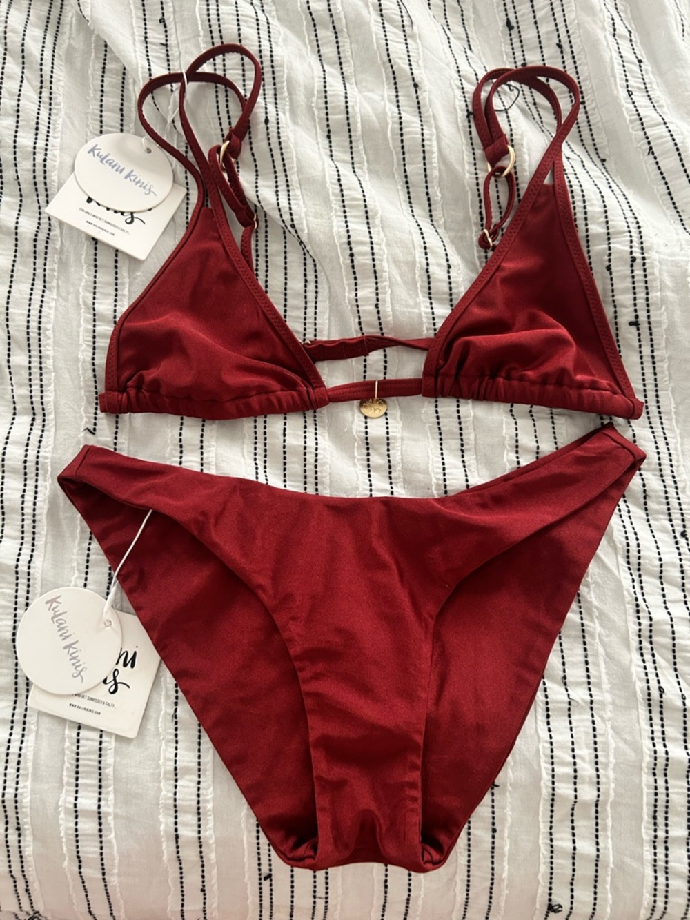 Kulani Kinis Sweet Cinnamon Deep Red Triangle Bikini Set